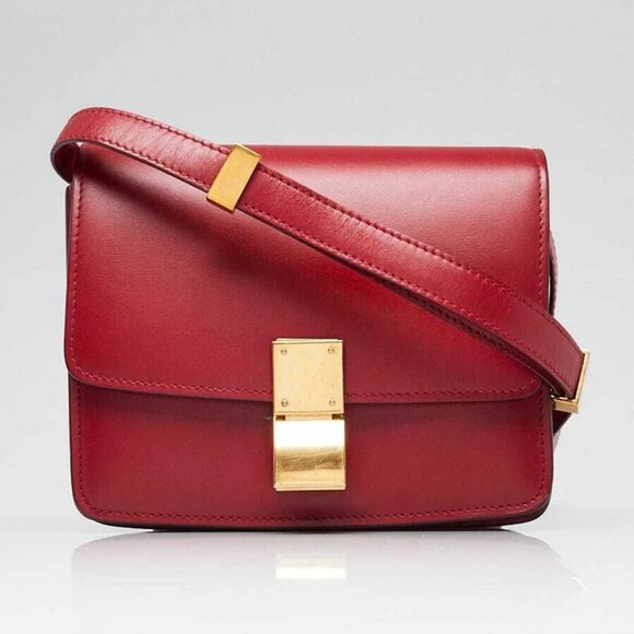 Celine Handbags - Celine Red Leather Small Box Bag